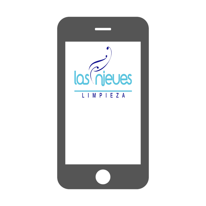 Dibujo de un móvil con nuestro logo para anunciar la aplicación para el móvil de Las Nieves
