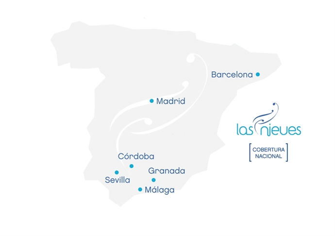 mapa de España con las provincias donde se encuentran los servicios Las Nieves